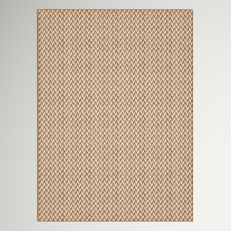 Sand & Stable Malaya Herringbone Power Loom Beige Indoor/Outdoor Patio